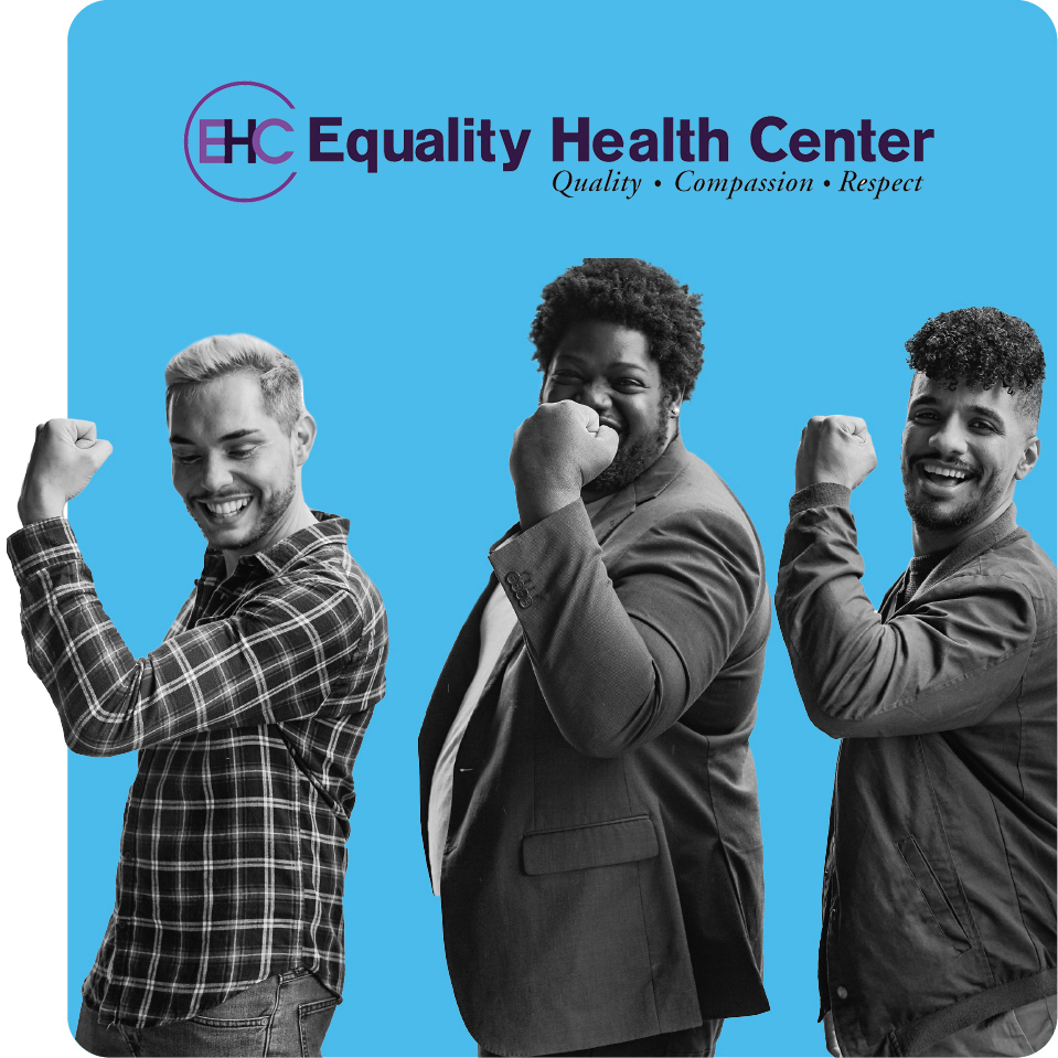 Equality Health Center models flexing showing the strength of PrEP in preventing HIV.