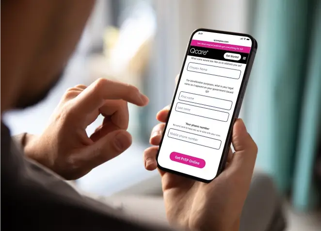 QCare+ Patient completes an online consultation on their phone